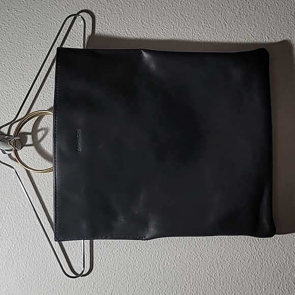 PARKER CLAY NYLA BLACK LEATHER BRASS CLUTCH CARRYALL PURSE FOLDOVER HANDBAG OSFM - Picture 2 of 13